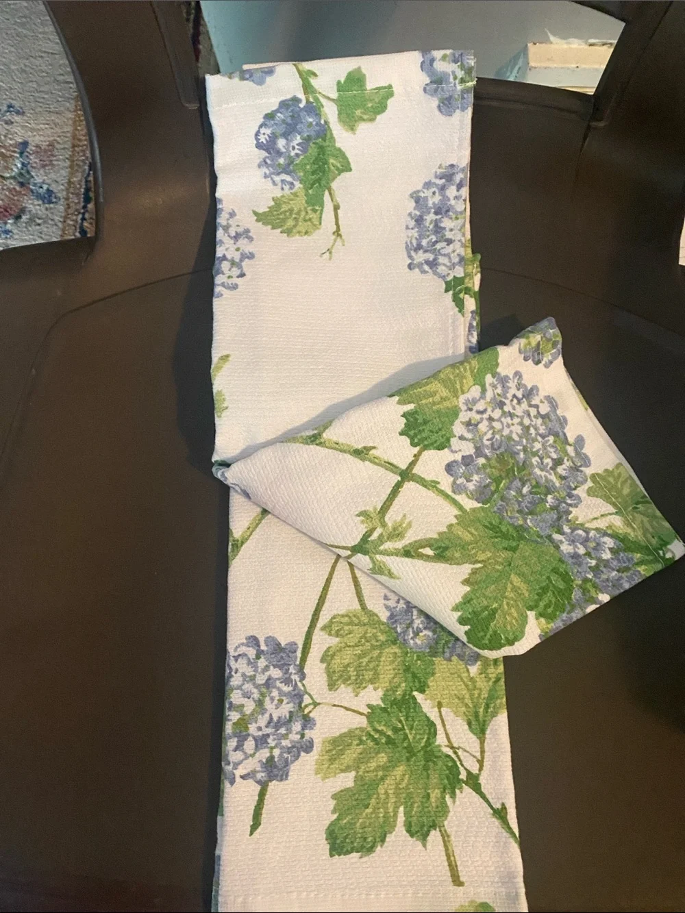Lauren Ralph Lauren Green & Blue Hydrangea Kitchen Towels, Set of 2